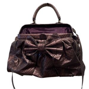 Jessica Simpson purple, full leather hinged bag with removable Crossbody strap